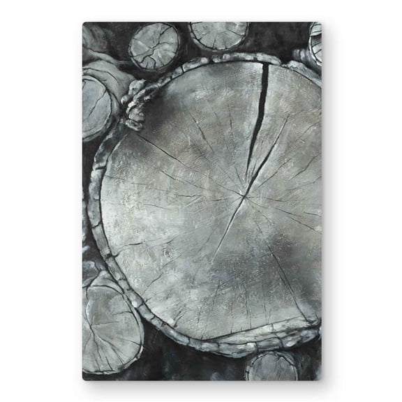 Begin Home Decor C1MP2436MUFHZM 24 x 36 in. Stacked Wood Logs - Trees Holidays Metal Print Wall Art for Home