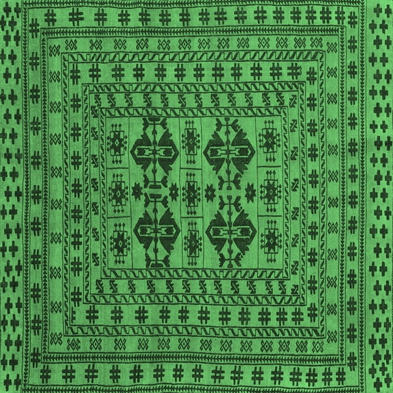 Ahgly Company Indoor Square Southwestern Emerald Green Country Area Rugs, 4' Square