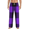 thumbnail image 2 of Lsque Purple Buffalo Plaid Print Men's Pajama Pants, Lounge Pant - Comfortable Home Wear,Elastic Waistband, Stylish Design-XX-Large, 2 of 9