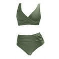 thumbnail image 3 of IDALL Bikini Sets for Women Bathing Suit Women's Two Piece High Waisted Bikini Set Swimsuit Full Coverage Bathing Suit Womens Swimsuits Swim Suits for Women 2025 Army Green L, 3 of 4