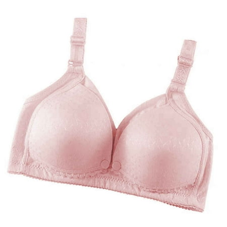 Virmaxy Womens Seamless Ultra Comfort Cotton Nursing Bras Color Ring Breast Feeding Comfortable Hollow Out Perspective Bra Underwear Pink-C XL