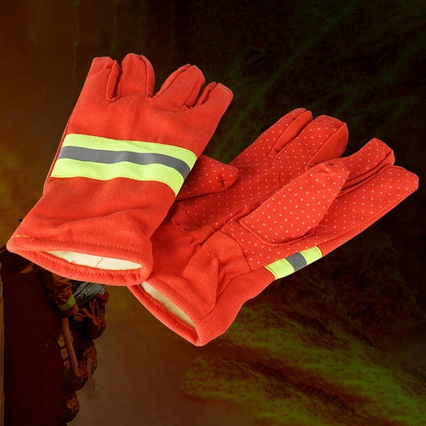 2x Orange Firefighting Gloves, Glove Breathable with Reflective