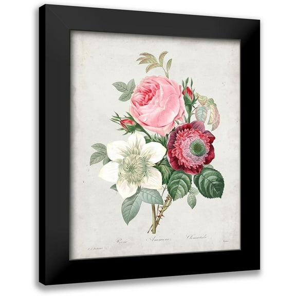 Redoute, Pierre 12x14 Black Modern Framed Museum Art Print Titled - Redoute Bouquet IV