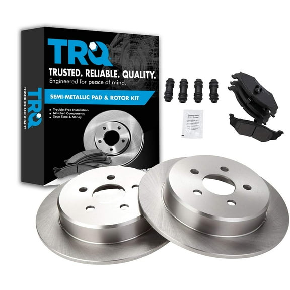 TRQ Brake Pad & Rotor Semi Metallic Rear Kit Fits Select Chrysler Dodge Plymouth