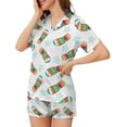 thumbnail image 3 of HPINK-T Women Pajamas Sets Short Sleeve Sleepwear, Soft Satin Button Down Lounge Wear Set 2 Piece Pjs Shorts Set XS-2XL, 3 of 12