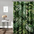 thumbnail image 2 of Orinice Tropical Plants Shower Curtain Watercolor Greens Monstera Bamboo Leaves Banana Leaves Natural Cool Jungle Rainforest Hawaiian Nature View Bathroom Curtain with hook, 2 of 7
