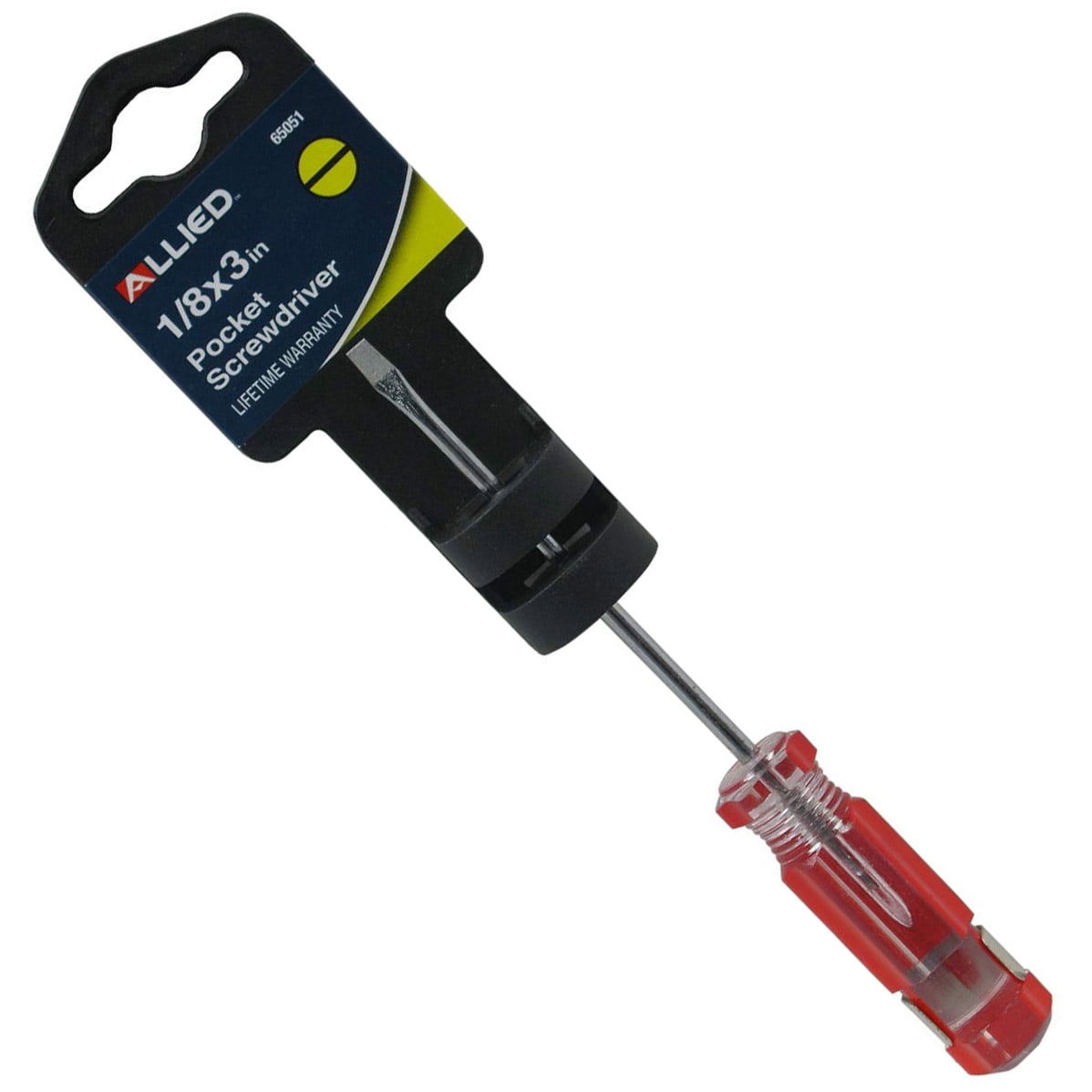 1/8" x 3" Inch Pocket Screwdriver with Clip Allied Tools 65051 Chrome