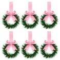 thumbnail image 4 of WMGHA Mini Christmas Wreath for Cabinets Kitchen, 5 Inch Hanging Small Christmas Wreaths with Red Bows Cedar Branchs Red Berry Clusters for Kitchen Cabinet Fireplace Window Front Door Wall Decor, 4 of 9