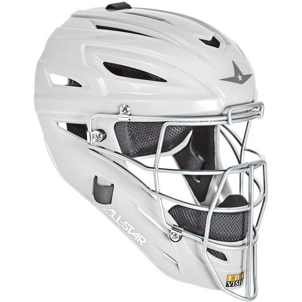 All Star Adult System Seven Baseball Softball Catchers Helmet, White
