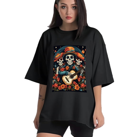 Plus Size Shirt for Women Black Tops for Women Short Sleeves Shirt for Women Skull (27) T Shirt Crewneck Shirt for Women XS