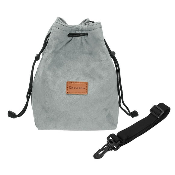Bolsa de cámara Uxcell, bolsa con cordón y correa de hombro ajustable, bolso portátil para cámara DSLR, gris, tamaño XL