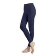 thumbnail image 1 of EMEM Apparel Women's Ladies Solid Colored Seamless Opaque Dance Ballet Costume Full Length Microfiber Footless Tights Leggings Stockings Navy E, 1 of 5