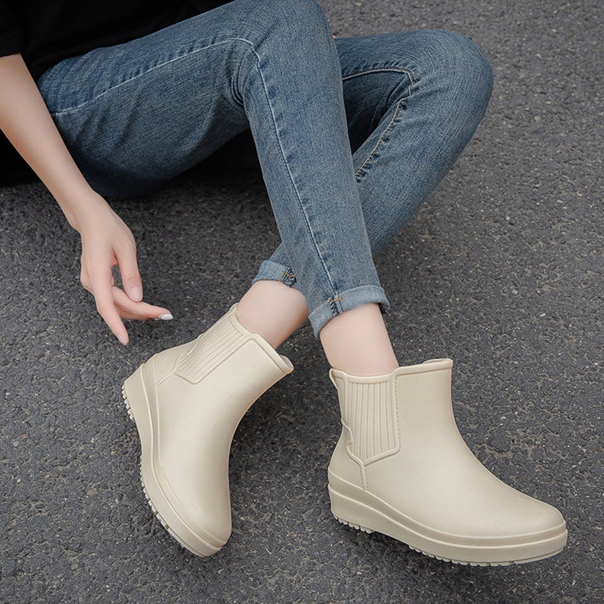 AUXDIQ Rain Boots Women Short Ankle Waterproof Rain Shoes Outdoor Garden Shoes