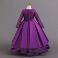 thumbnail image 7 of JAJAHO Flower Girl Dress Kids Girls Princess Birthday Dress Lace Long Sleeve Pleated Midi Party Wedding Formal Ball Gown 4-14Y, 7 of 7