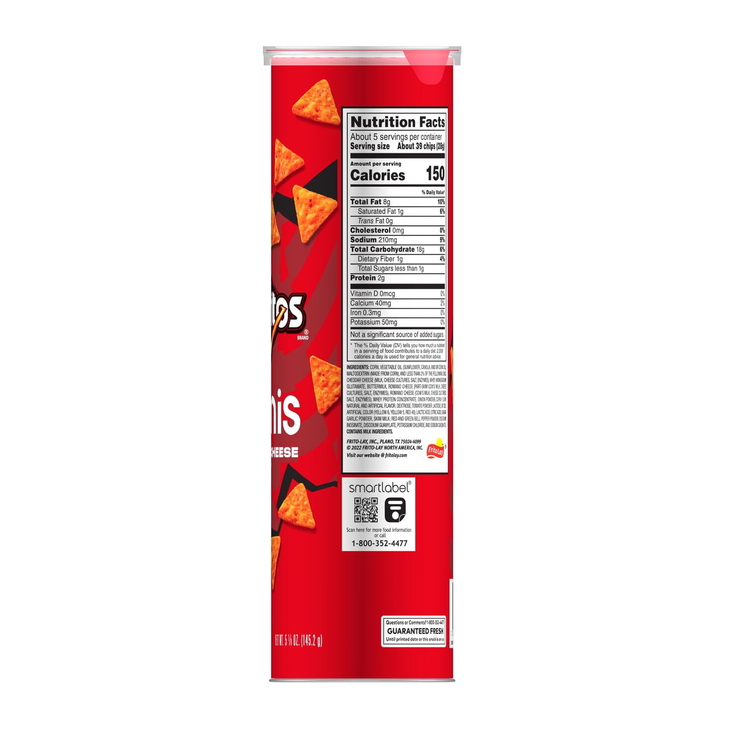 Doritos Minis, Nacho Cheese Flavored Tortilla Chips, 5.125 oz, Canister