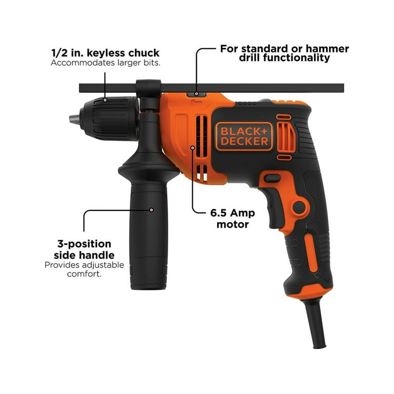 Hammer Drill, 6.5-Amp, 1/2-Inch | BLACK+DECKER