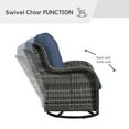 thumbnail image 5 of Gymojoy 5-Piece Patio Furniture Set with Rectangular Fire Pit Table, Swivel Rocking Chairs, Outdoor High Back Wicker Rattan Conversation Set with 4-inch Blue Cushions, 5 of 17