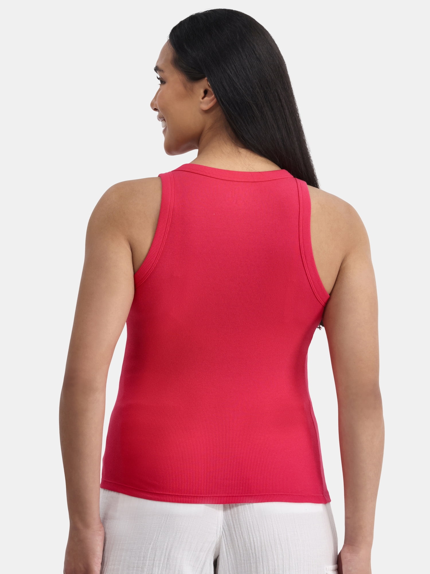 Time and Tru Women's High Neck Ribbed Tank Top, Sizes XS-XXXL