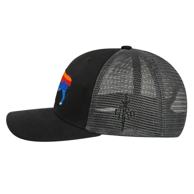 HDE Trucker Hat - Performance Outdoor Snapback Adventure Hats for Men Badlands Bison, One Size
