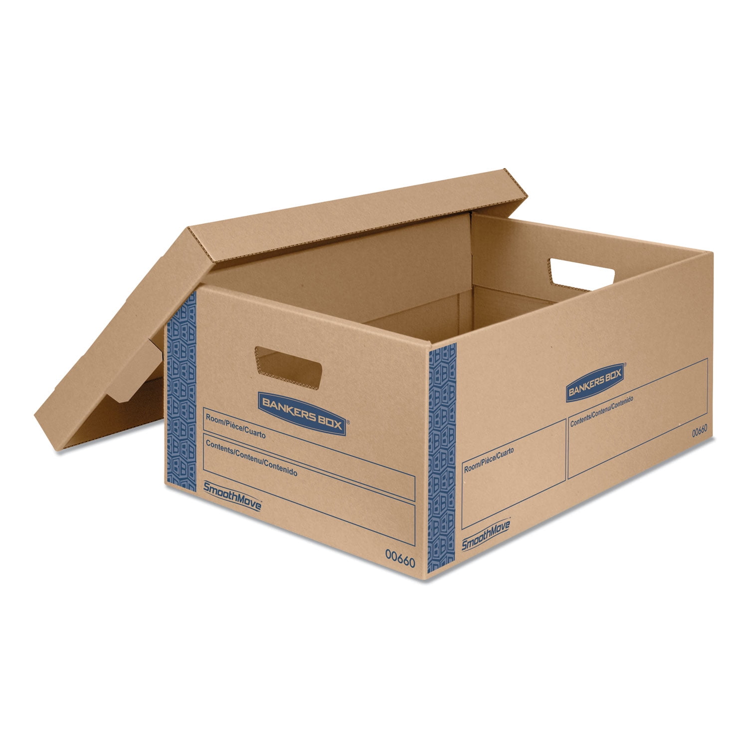 Bankers Box, FEL0066001, SmoothMove Moving Boxes, 8 / Carton, Kraft,Blue