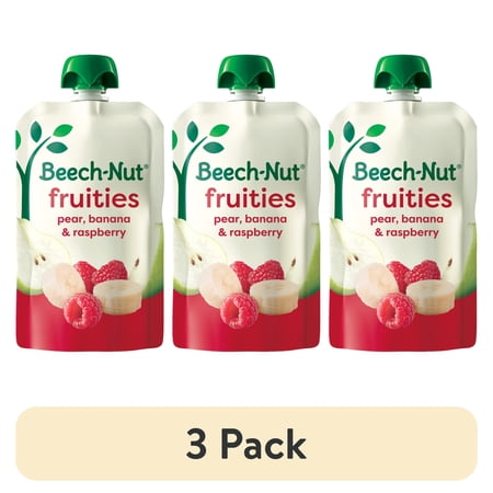 (3 pack) Beech-Nut Baby Food Stage 2 Pear Banana & Raspberry 3.5 oz Pouch