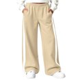 thumbnail image 2 of Girls Color Block Sweatpants with Pockets Casual Fashion Baggy Elastic Waist Kids Wide Leg Pants Beige 12, 2 of 9