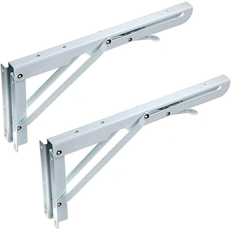 

Sturdy Folding Shelf Brackets - Heavy Duty White Metal Triangle Table Bench Folding Shelf Bracket 12 Inch 2 Pcs Folding Shelf Hi
