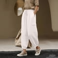 thumbnail image 3 of Hfnxid Women Cargo Pants Loose Fit Stretch Sweatpant Fashion Solid Color Althetic Trouser Boho Fashion Beach Genie Pants Beige S, 3 of 6