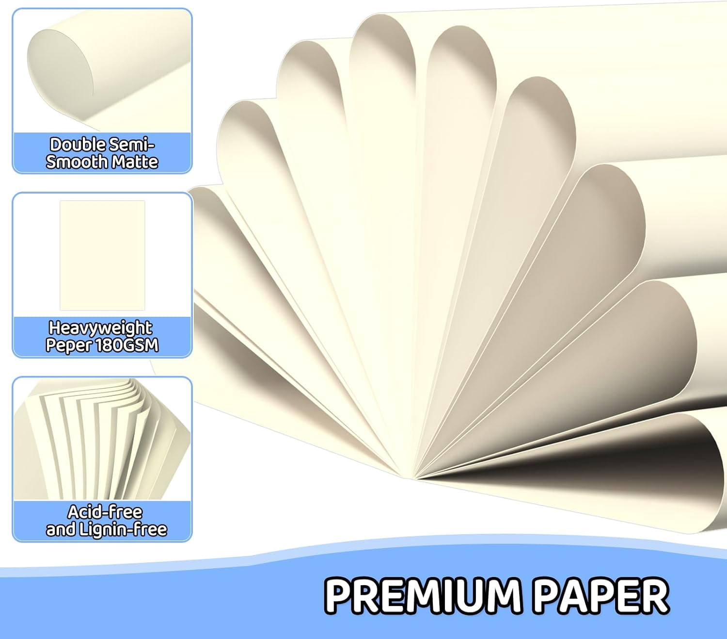 AllWays Plaza Cardstock 8.5 X 11, 80 Sheets Cream Card Stock, 65lb/ 180gsm Copy Paper, Cardstock Printer Paper for Art, Drawing, Invitations, DIY Cards, Craft, Construction, Office Supplie