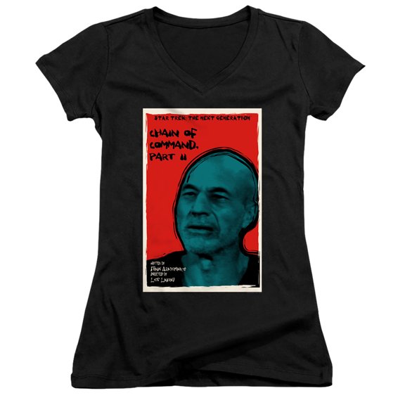 Star Trek Tng Season 6 Episode 11 Junior Women's V-Neck T-Shirt Black