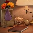thumbnail image 4 of Excello Global Products Matte Purple Glass and Wood Vase - Rustic Flower Vase Decorative Centerpieces for Dining Room Table Coffee Tables Vintage Farmhouse Decor (Short - 8" x 6") - EGP-HD-0344, 4 of 4