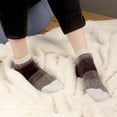 thumbnail image 4 of BambooMN Women's Chenille Fuzzy Color Block Crew Ankle Home Socks, 4 of 5