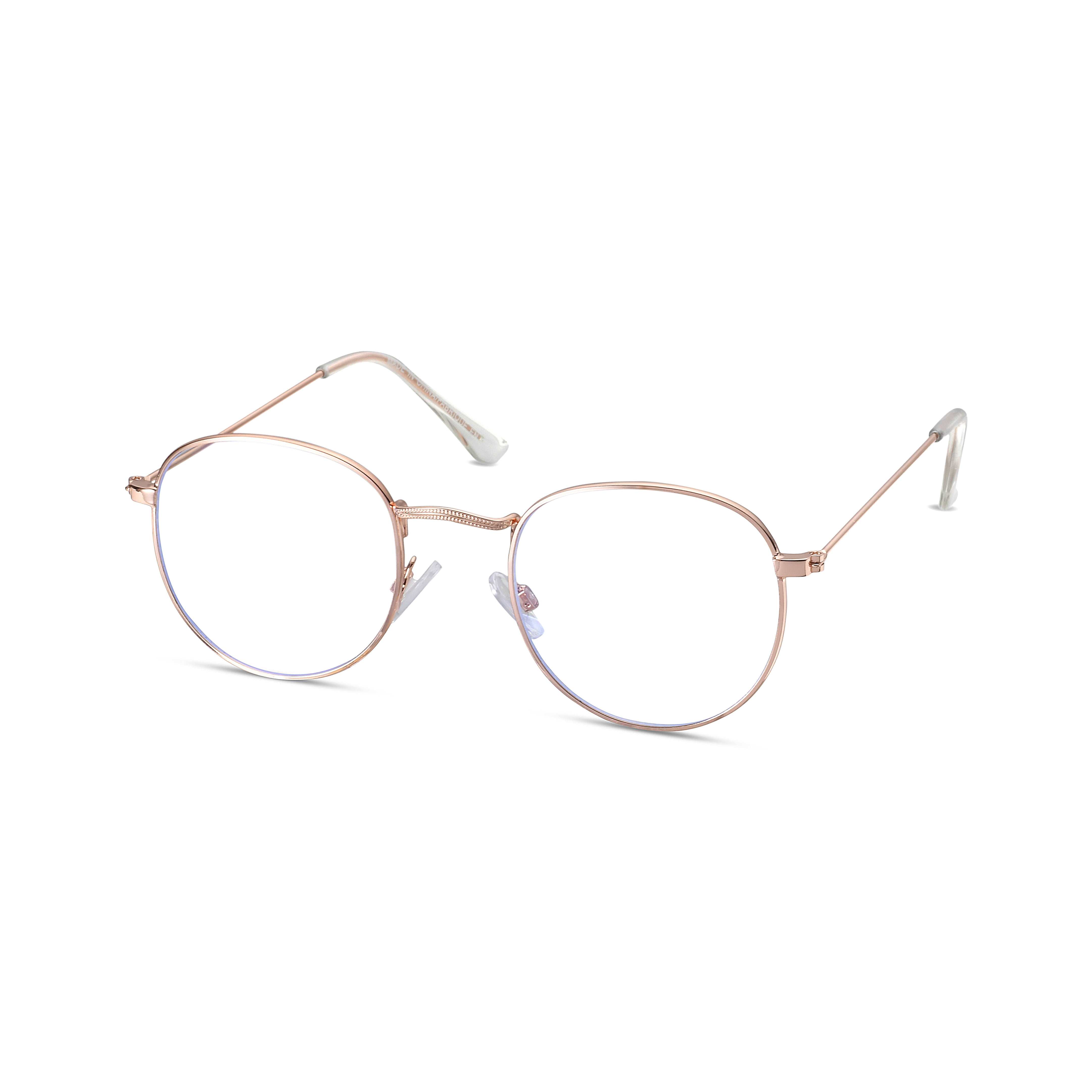 TWELVE Eyewear Unisex Frame Blue Light Blocking Rose Gold Glasses