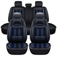 thumbnail image 1 of Maidao Car Seat Covers Leather Full Set for Volvo for V60 2011-Present 5 Seats Waterproof Front Rear Cushion Protector with Pillow and Headrest Black and Blue, 1 of 7