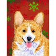 thumbnail image 1 of Carolines Treasures SS4693CHF 28 x 40 Po. Corgi Flocons de Neige Rouges et Verts Drapeau de Noël en Toile Taille Maison, 1 of 4