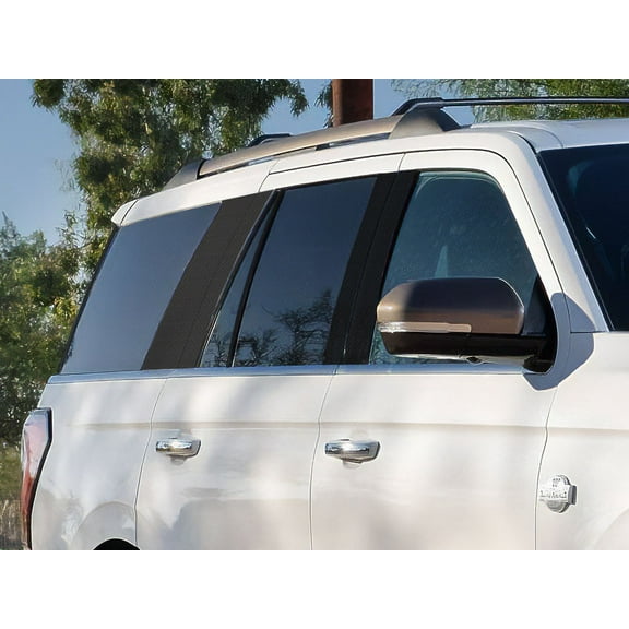 Rvinyl Pillar Post Window Trim Compatible with Ford Expedition 2018-2024 - Carbon Fiber 4D (Black)