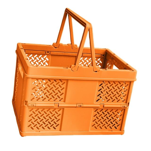 Almencla Panier de Pique-Nique Pliable Grande Capacité Caisse de Rangement pour Camping Extérieur Maison Orange