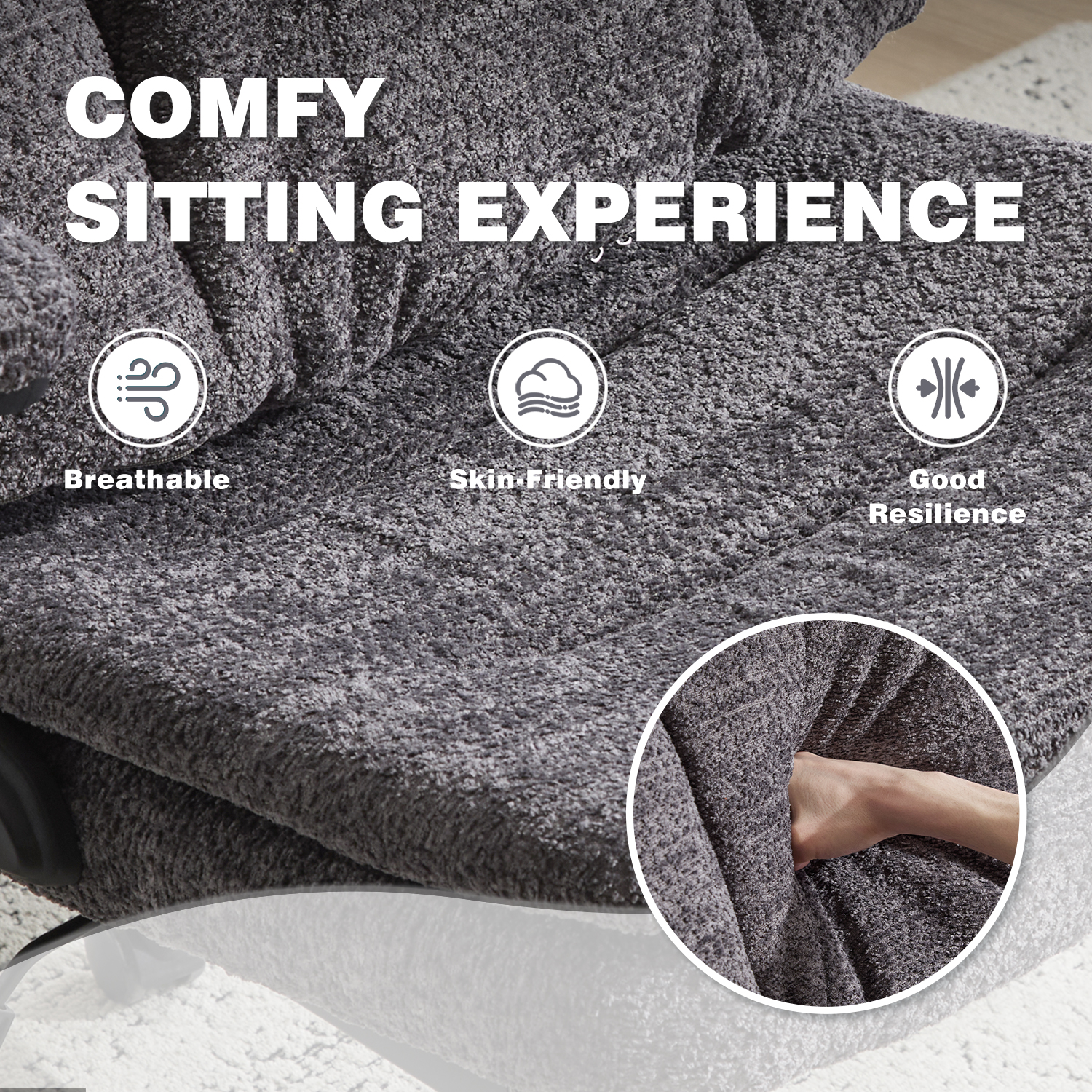 Wide Criss Cross Chair with Flip Up Back Cushion and Arms, Ergonomic Cross Legged Office Chair with Dynamic Lumbar Support, Upholstered Swivel Rolling Vanity Chair for Customized Comfort
