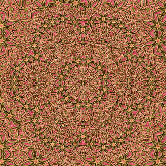 Ahgly Company Indoor Square Patterned Orange Gold Area Rugs, 4' Square