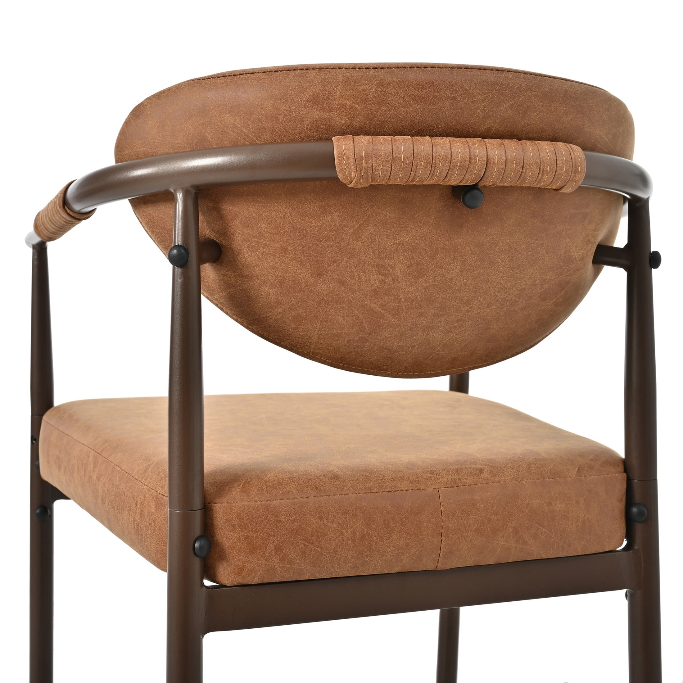 Christopher Knight Home Vintage PU Leather Counter Stools with Iron Frame, Reddish Brown, Set of 2