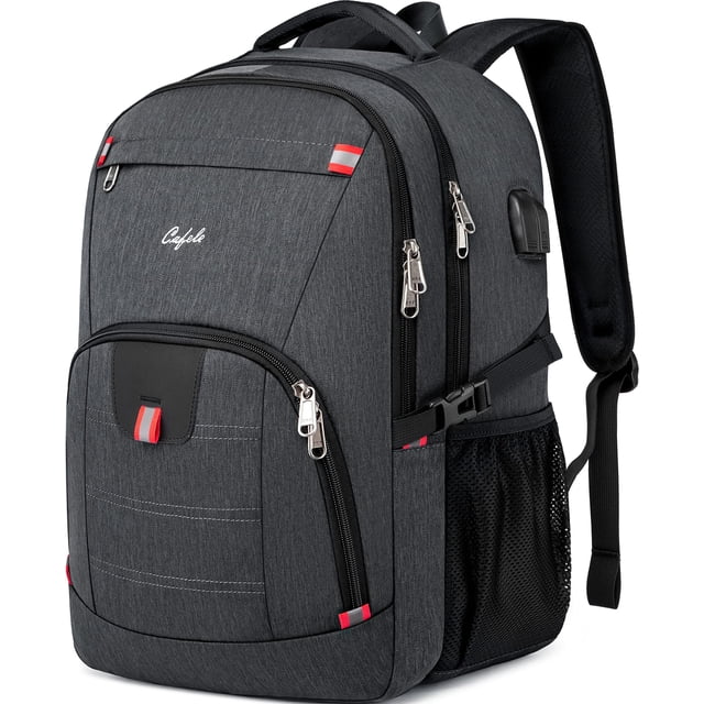 Cafele Backpack,Waterproof Large 17in Laptop Backpack for Trip School Work Bookbag Computer Rucksack with USB Charging Port,Water Resistant Sturdy Bac