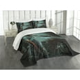 thumbnail image 3 of Ambesonne Zombie Quilted Bedspread Set 3 Pcs, Bloody Nightmare, King Size, Teal Charcoal Grey, 3 of 5