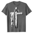 thumbnail image 2 of Vmvidoty Shirts for Mens Cross Jesus Graphic Shirt Short Sleeve Tops Dark Gray 2XL, 2 of 5