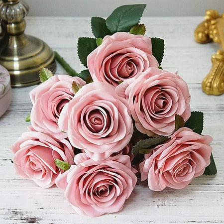 10 Heads Big Artificial Rose Flower Bouquet Flores Artificiales Wedding