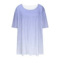thumbnail image 6 of Yghzkop Women's Plus Size T-shirts Pleated Round Neck Casual Tops Ombre Print Summer Cotton Blend Top Loose Lightweight Breathable Blouse Weekend Getaway Ready Grocery Run Style Sweatshirts, 6 of 6