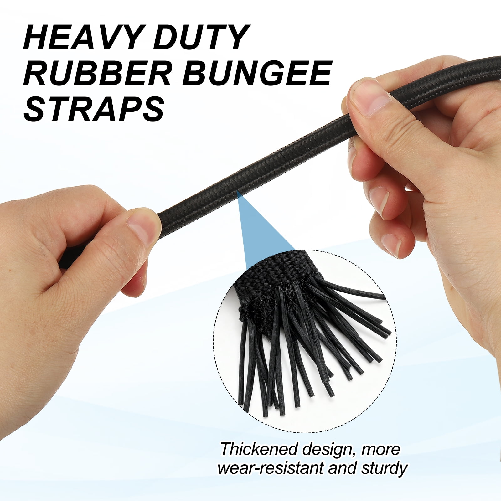 6Pack Bungee Cords with Hooks, 39.4" Heavy Duty Rubber Bungee Straps Outdoor Elastic Ropes for Securing Bike Tarps Luggage Tents, Black