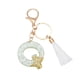 thumbnail image 2 of Llavero Q: Bolso de Moda con Colgante de Cristal de Letras con Flecos de Tassel Blanco Nuevo, Colgante de Cristal en Forma de Lágrima, 2 of 2