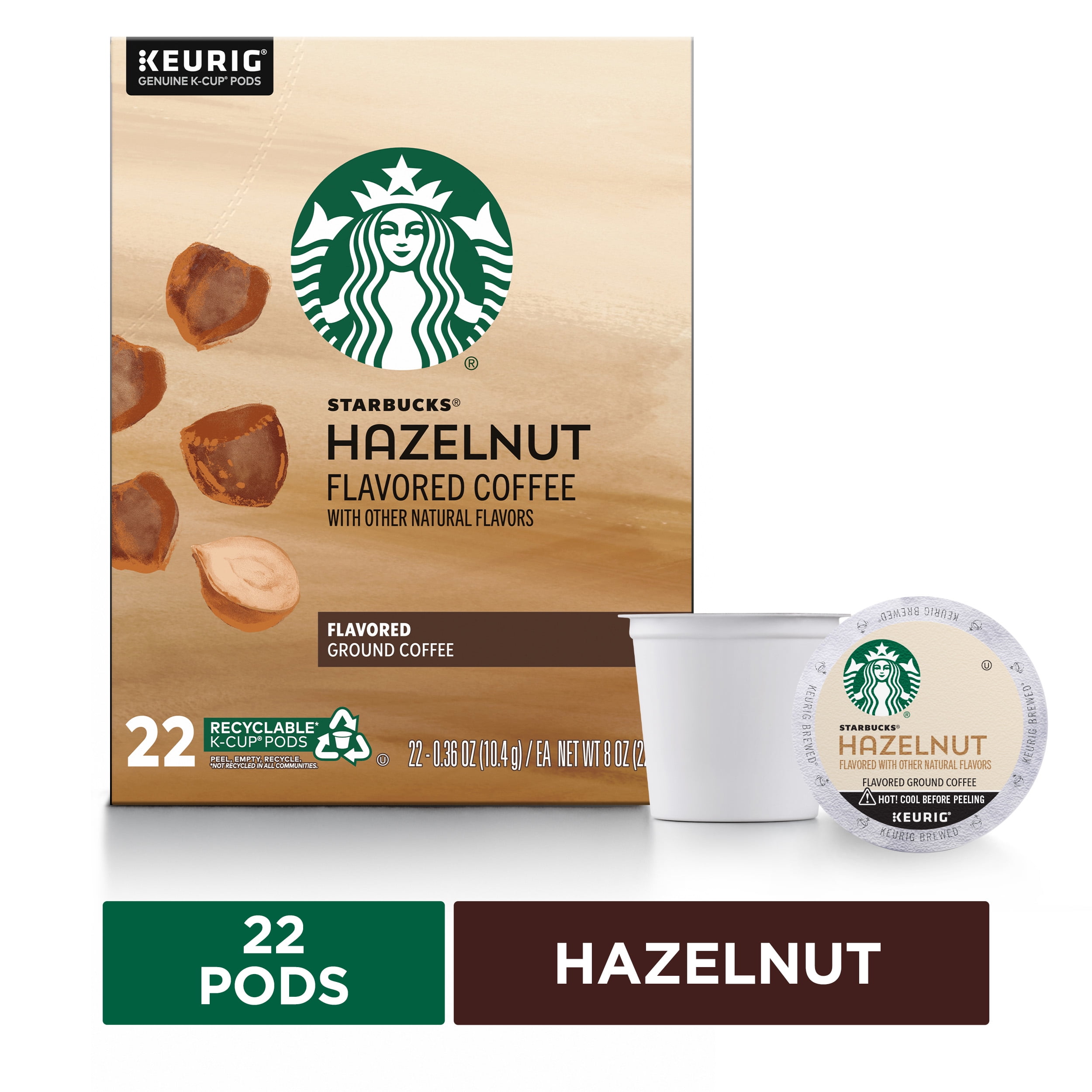 Starbucks Hazelnut, Ligh Roast, Keurig Coffee Pods, 22 Count Box