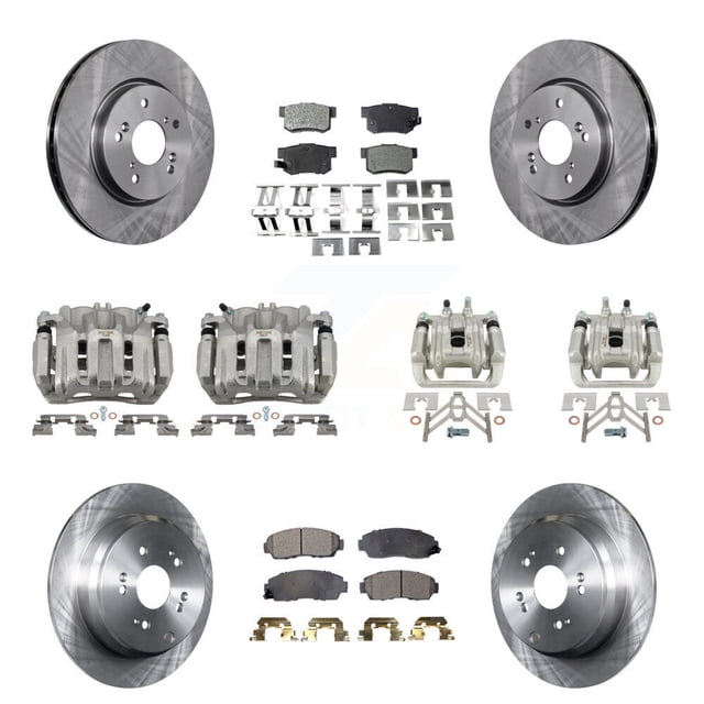 Transit Auto Front Rear Disc Brake Caliper Rotors and Semi-Metallic Pads Kit (10Pc) for Car Acura RDX KC8-101196P