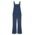 thumbnail image 5 of Women's Casual Baggy Sleeveless Bib Overall Adjustable Strap Wide Leg Jumpsuit Overalls with Pockets Navy,XL, 5 of 6